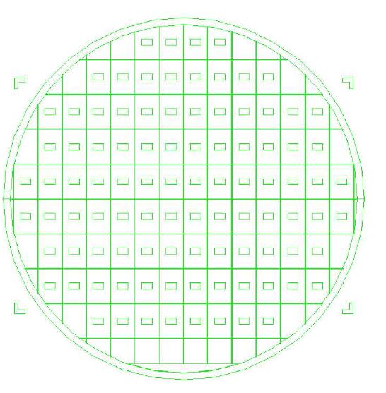 Design drawing of improved mask for sensitive layer of 160 MHz single IDT SAW device (Mask 5).