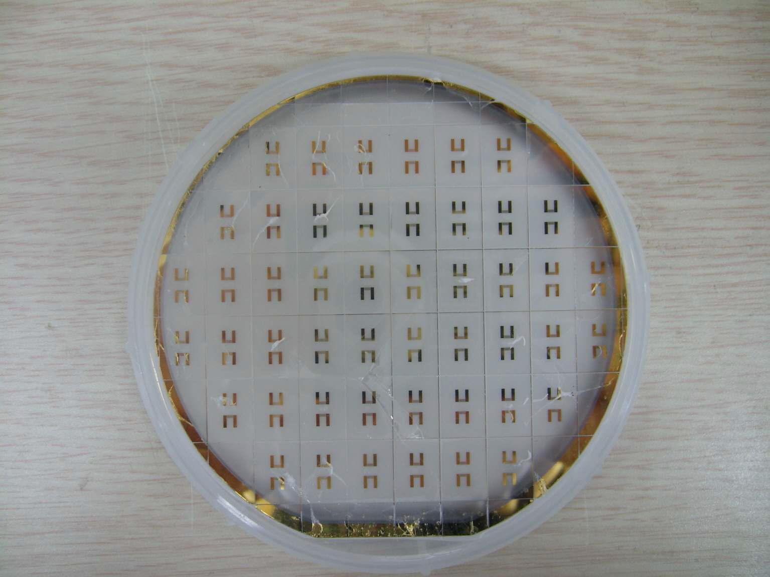 Photo of SAW device with PDMS film as sensitive layer.