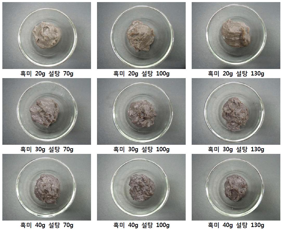 흑미와 설탕함량을 달리한 쌀 앙금