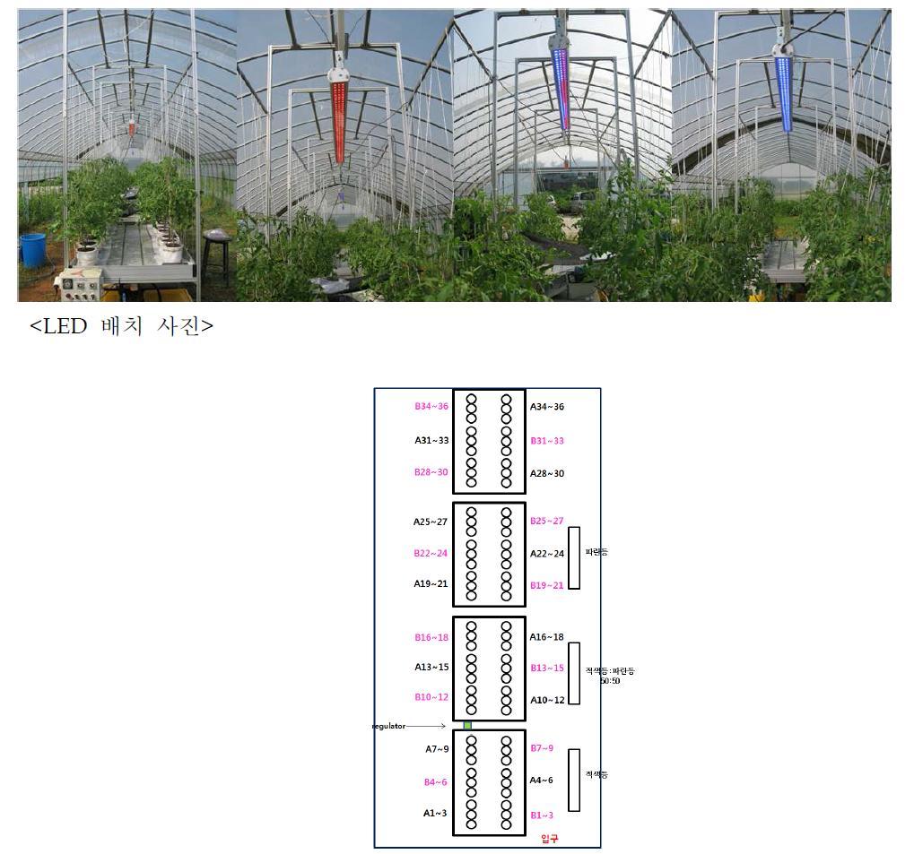 LED배치 사진 및 실험 배치도
