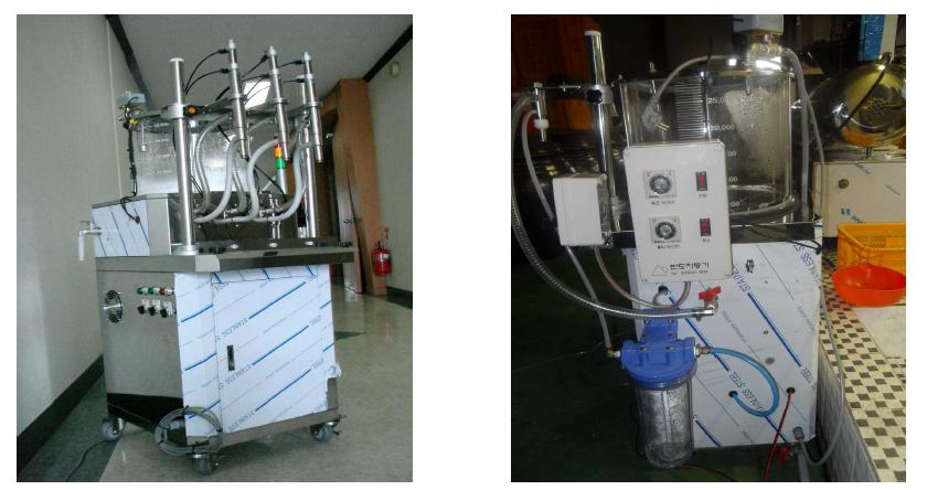 복분자 병입기3-라인(좌), 야콘식초 병입기 및 여과기(우)