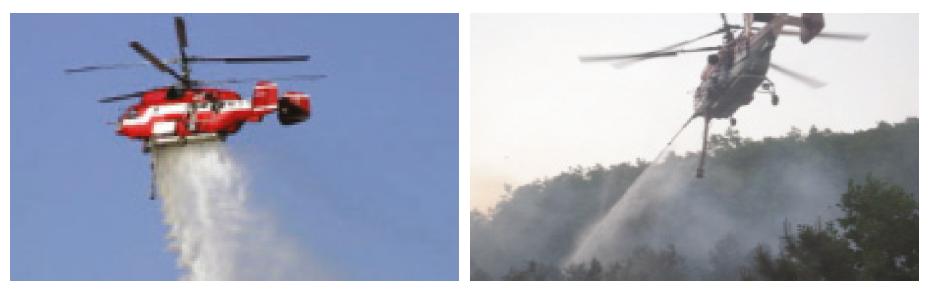 대형 소방헬기를 이용한 산불화재 진압작업
