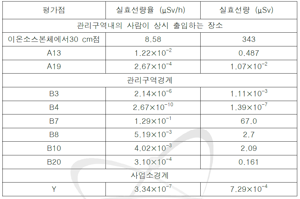 SNB 이온소스 단독운전시의 실효선량