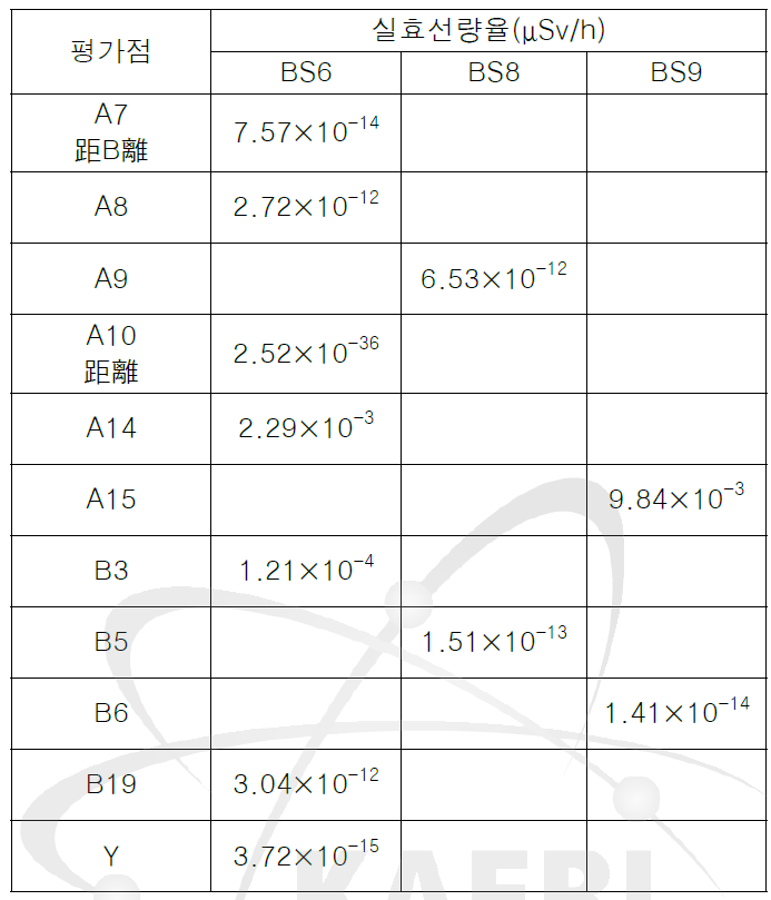 안정핵빔과 빔스토퍼와의 상호작용에서 발생하는 방사선에 의한 실효선량률