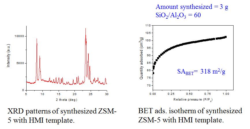 HMI template를 사용한 HZSM-5 물성분석 결과