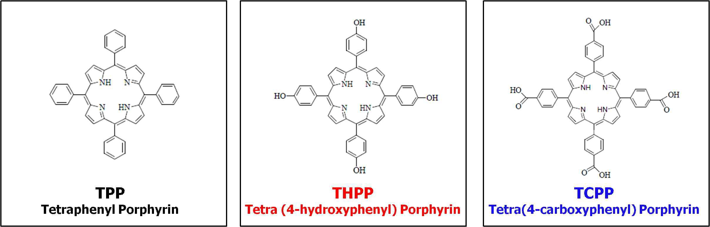 본 연구에서 합성된 다양한 포피린 유도체
