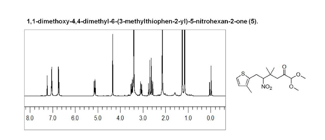 최종 화합물의 전구체인 5번 화합물의 1H-NMR spectrum