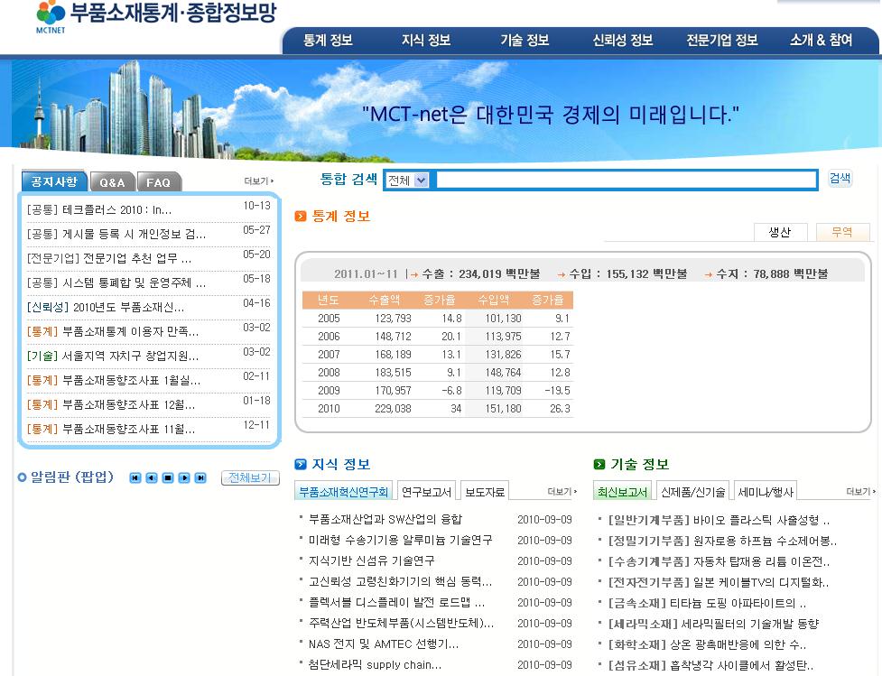 부품소재통계 · 종합정보망