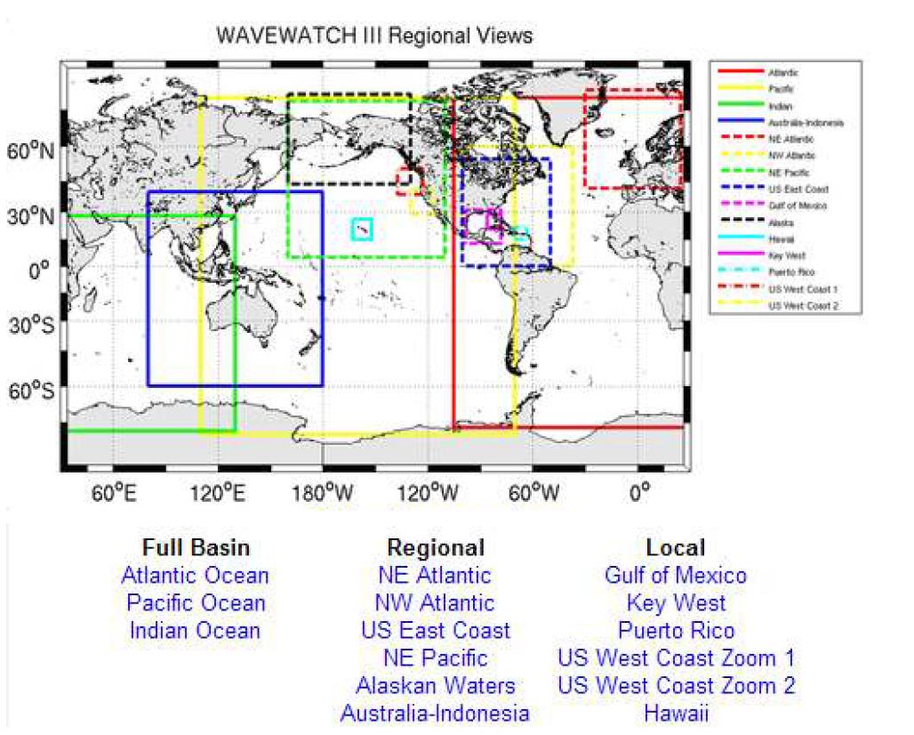 NOAA Wave Watch III의 예보 영역