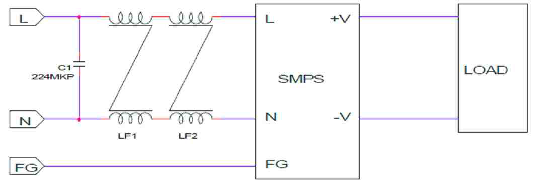 AC-DC Converter의 필터 사양 (220nF / 275Vac, X2 Capacitor 등 적용)