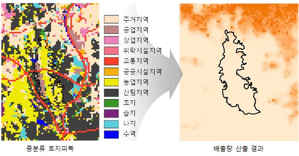 중분류 토지피복을 고려한 역추적 모델링