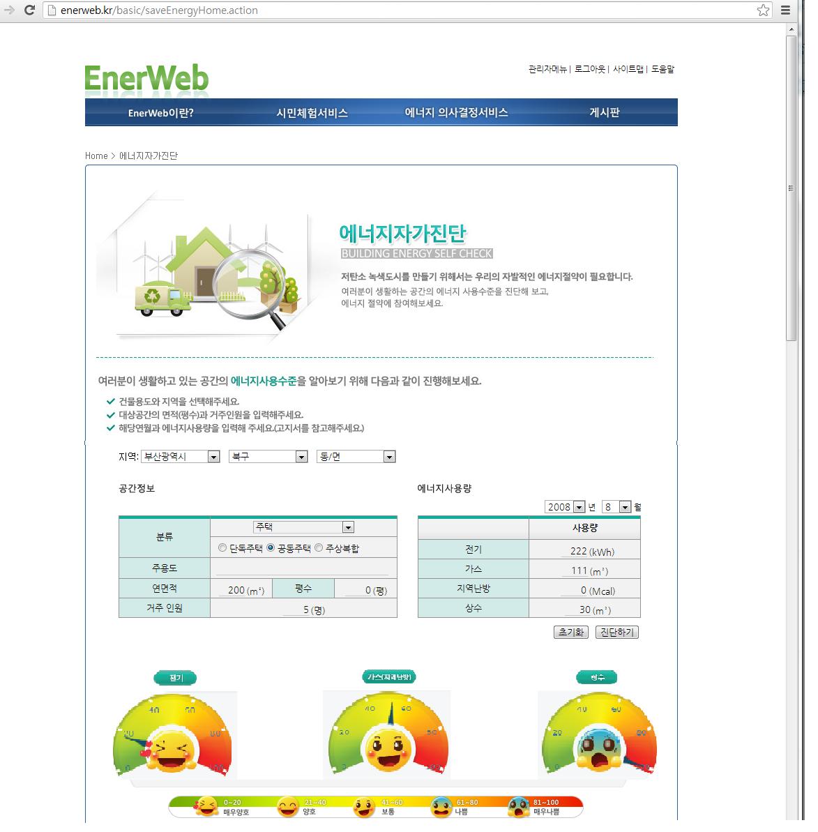 에너지자가진단 가시화 화면