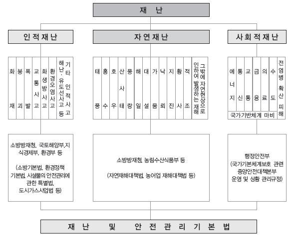 재난 및 안전관리기본법 상의 재난의 분류