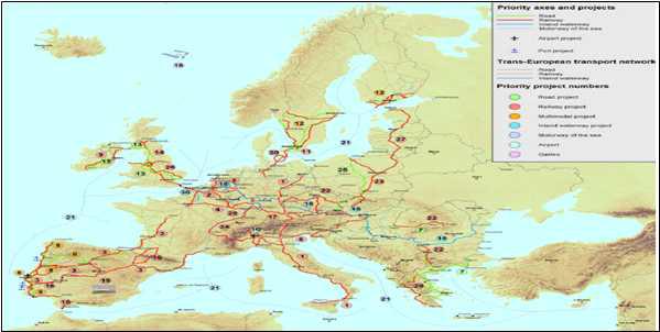 범유럽교통망계획(TEN-T) 계획도