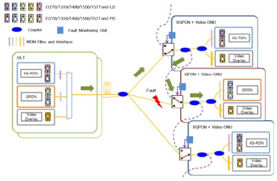 (그림 2-2-4) Hybrid Tree/Ring Topology 구성에서 경로 단절이 일어났을 경우