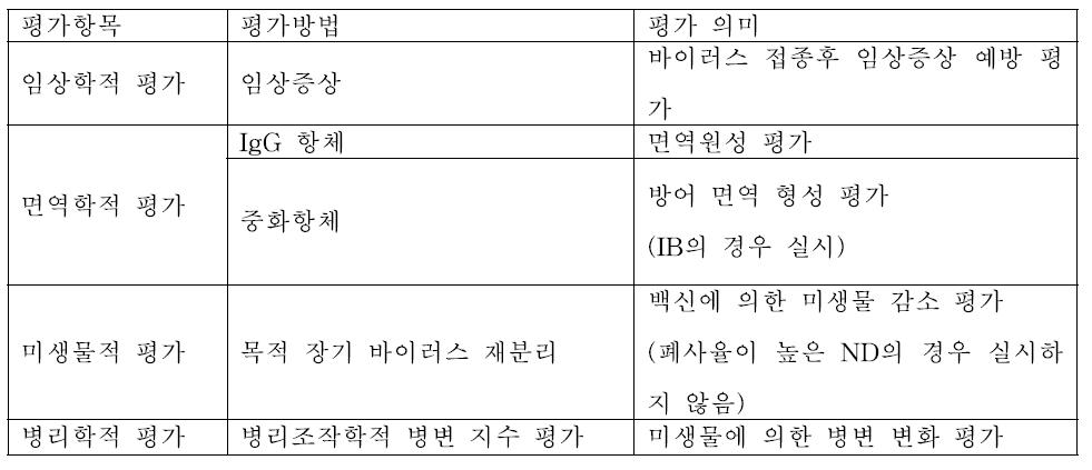 공격 접종 평가 항목