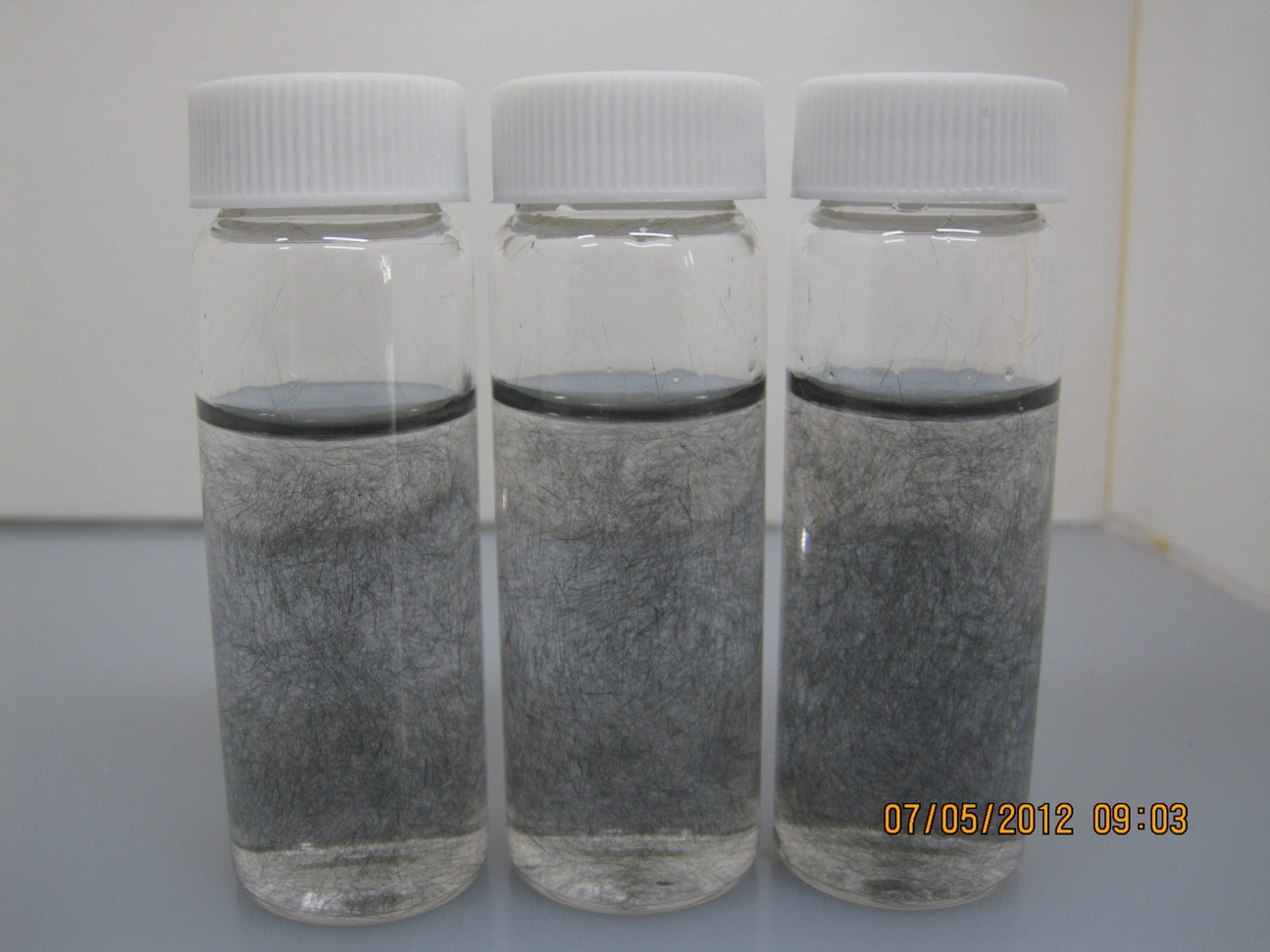 PVA 첨가량변화(1.0,1.5, 2.0,mg/20cc-water)에 따른 분산특성(T26)