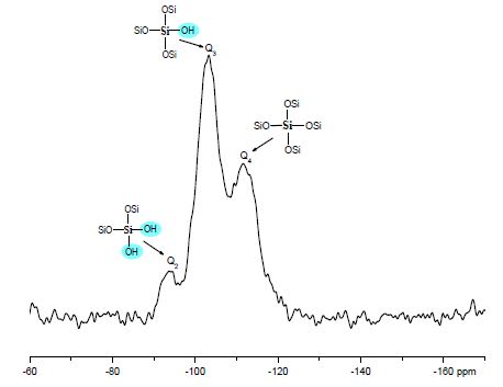 MEA-C 내 실리카 나노입자의 고체 Si MAS NMR 스펙트럼