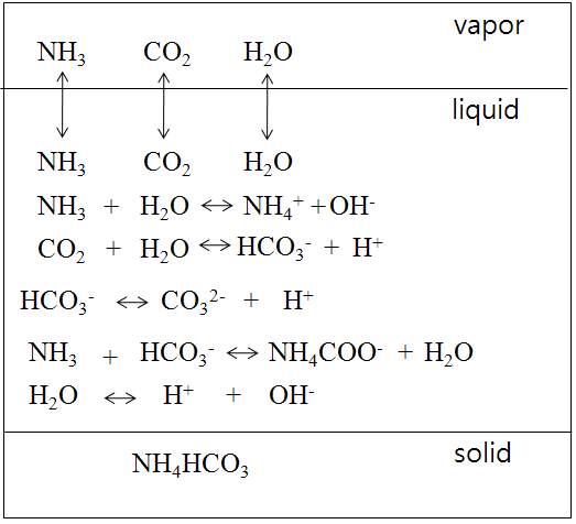 NH3-CO2-H2O 계의 Vapor-Liquid-Solid 상평형 및 기초반응