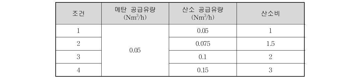 Case 1의 슬랙탭 버너 시험 조건