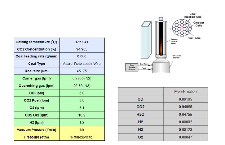 [그림 2-91] LFR 가스화 실험에 사용한 실험 조건