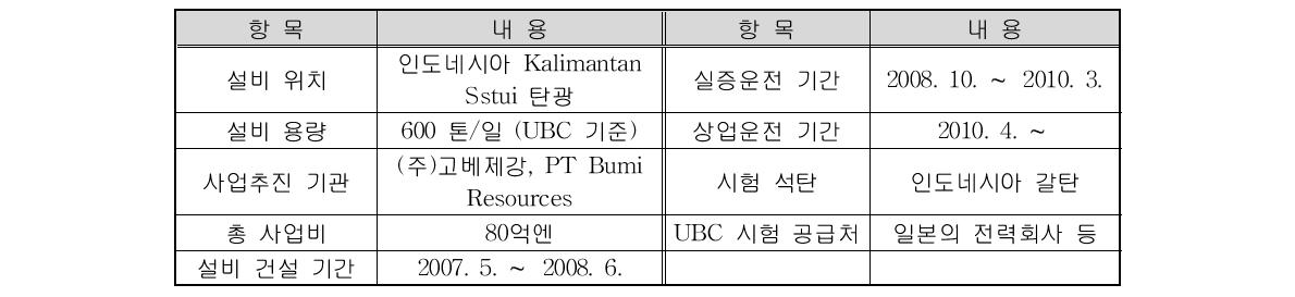 UBC 대형 실증설비의 개요