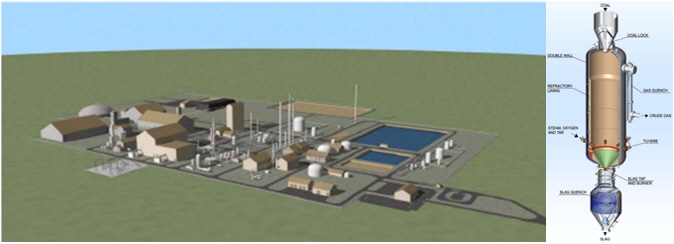 [그림 2-31] 미국의 상용 갈탄 가스화 플랜트 조감도 및 적용 예정 BGL 가스화기
