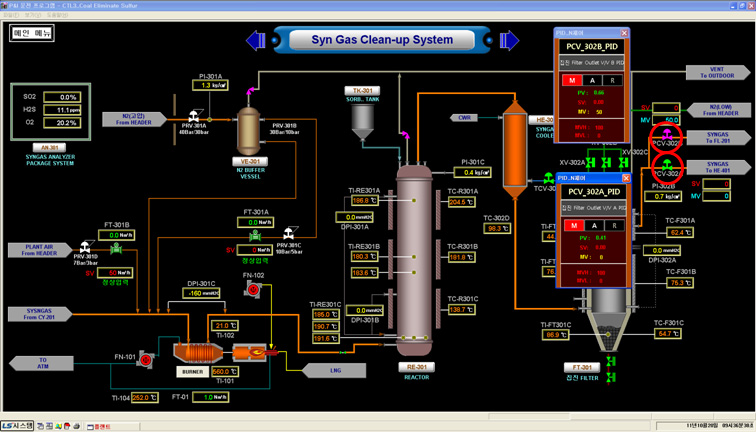 [그림 4-79] 정제공정의 가압을 위한 제어화면