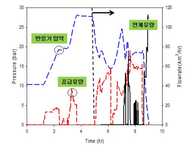 [그림 2-39] 10.0TPD 가스화기 Cold 연계 운전 결과