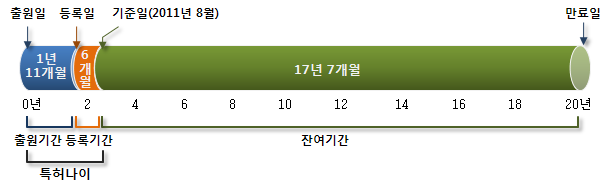 분석 대상 특허의 연령 분석