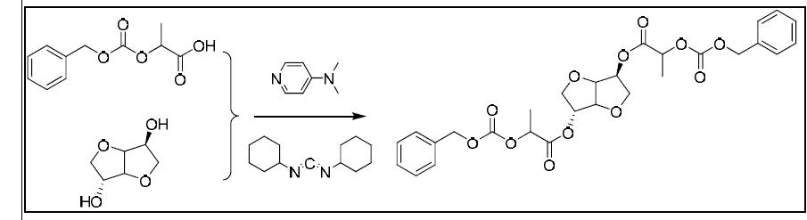 DCC coupling of Cbz-lactate and isosorbide