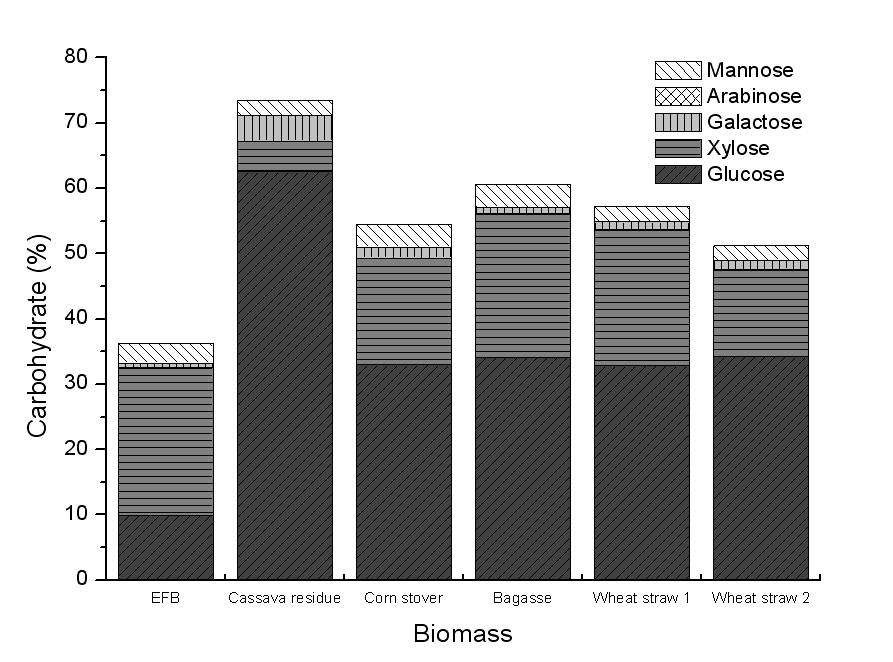 바이오매스 별 Carbohydrate 함유량