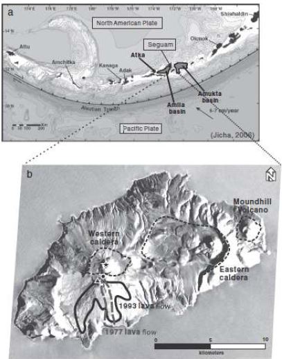 Fig.3.1.9 Seguam Island is located in the central Aleutian volcanic arc between the Amlia and Amukta tectonic basins