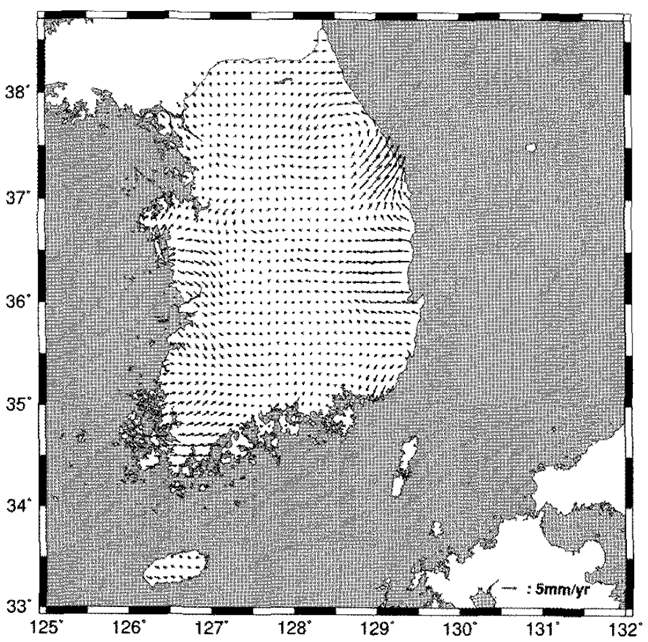 Fig. 3.4.13 Example of velocity vector map (조재명 등, 2007)
