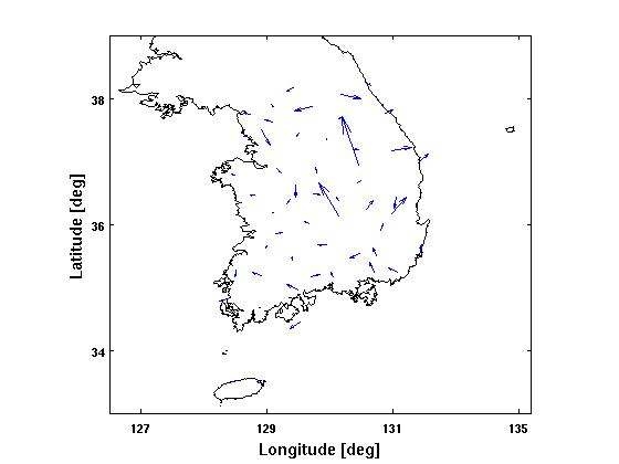 Fig. 3.4.21 2012 velocity map on the Korean Peninsula.