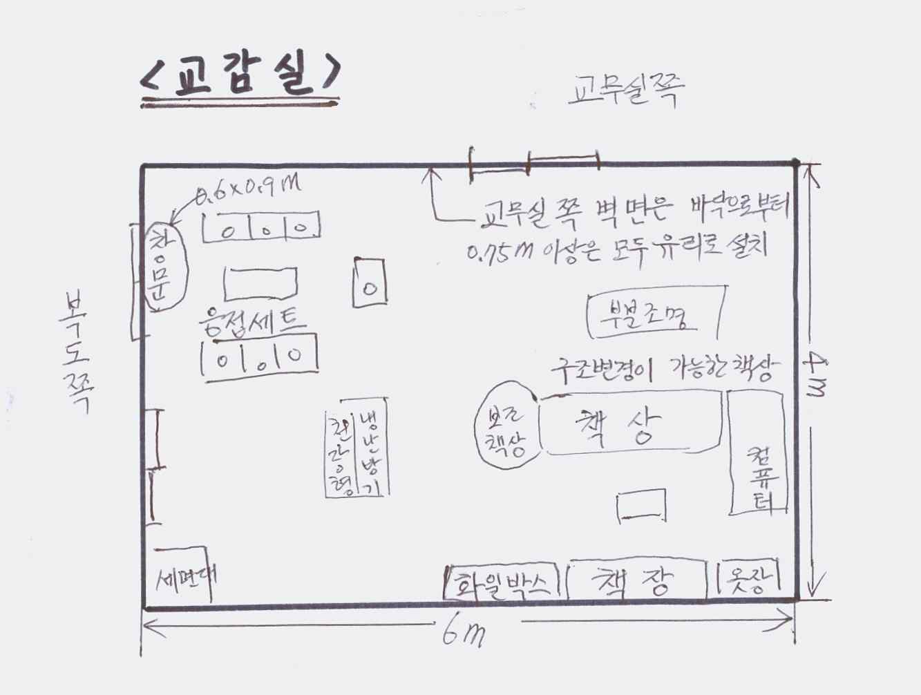 교감실 단위 평면 계획