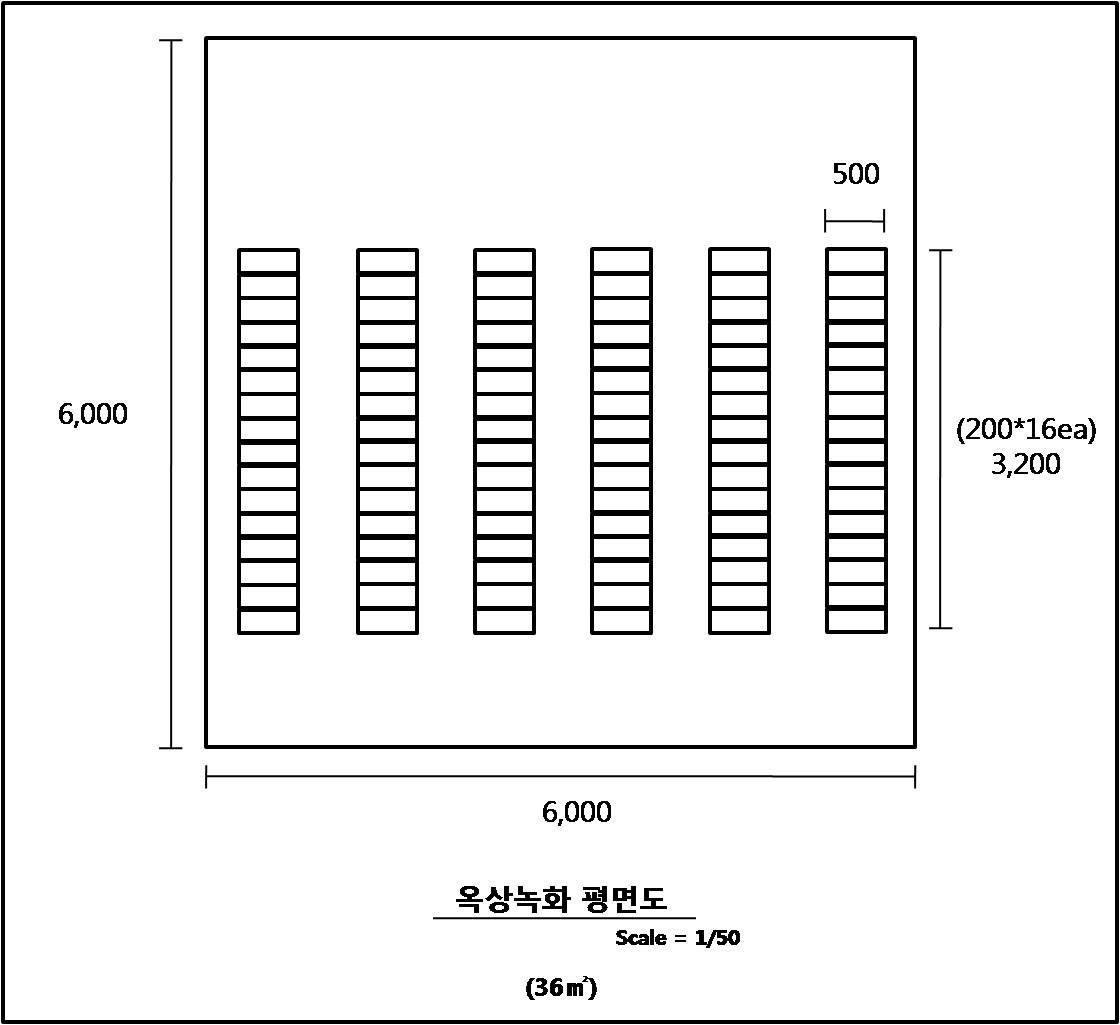 실험에 적용된 옥상녹화 평면도