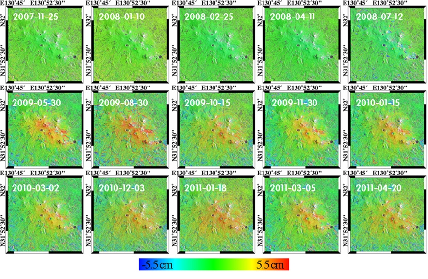 Fig. 3.1.7 Time series surface deformation map using PSInSAR technique before the atmospheric delay effects correction