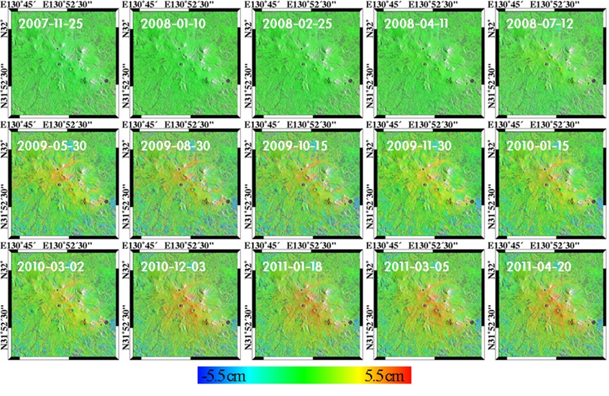 Fig. 3.1.8 Time series surface deformation map using PSInSAR technique after the atmospheric delay effects correction