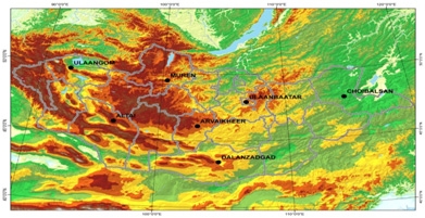 Fig. 3.3.3.1. Location of upper air station in Mogolia.