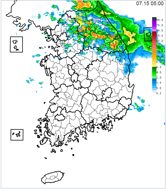 Fig. 2.1.1.7. An example of display of heavy-rain guidance screen with radar simulation option