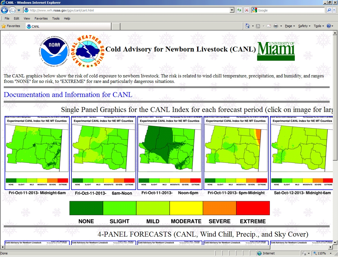 Fig. 1.2.3. Example of the Cold Advisory system for Newborne Livestock in USA