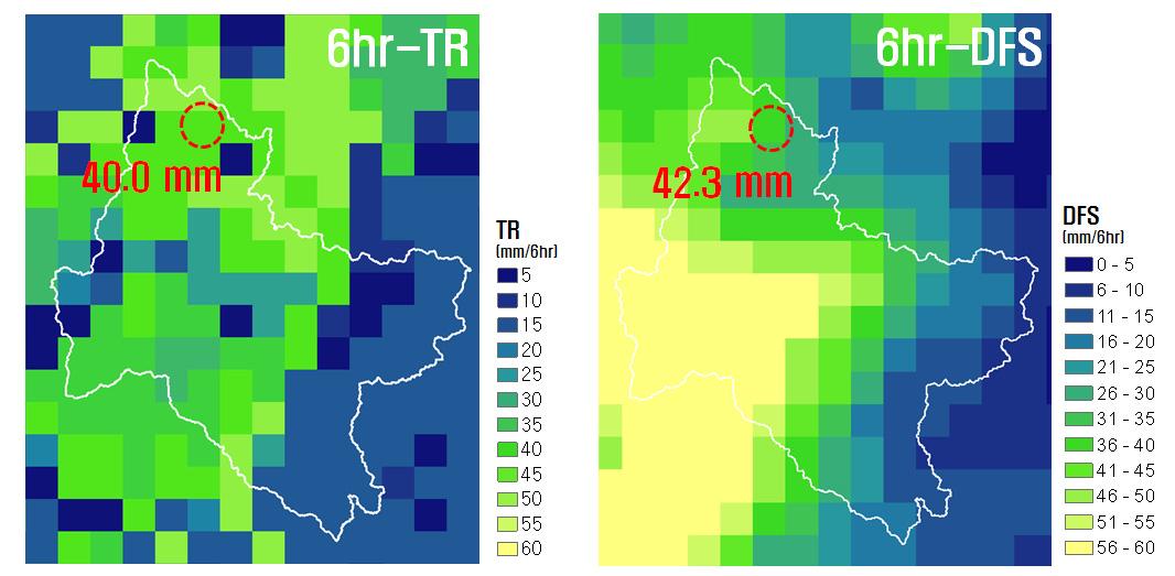 Verification threshold rainfall compared with Digital Forecast System of case 1