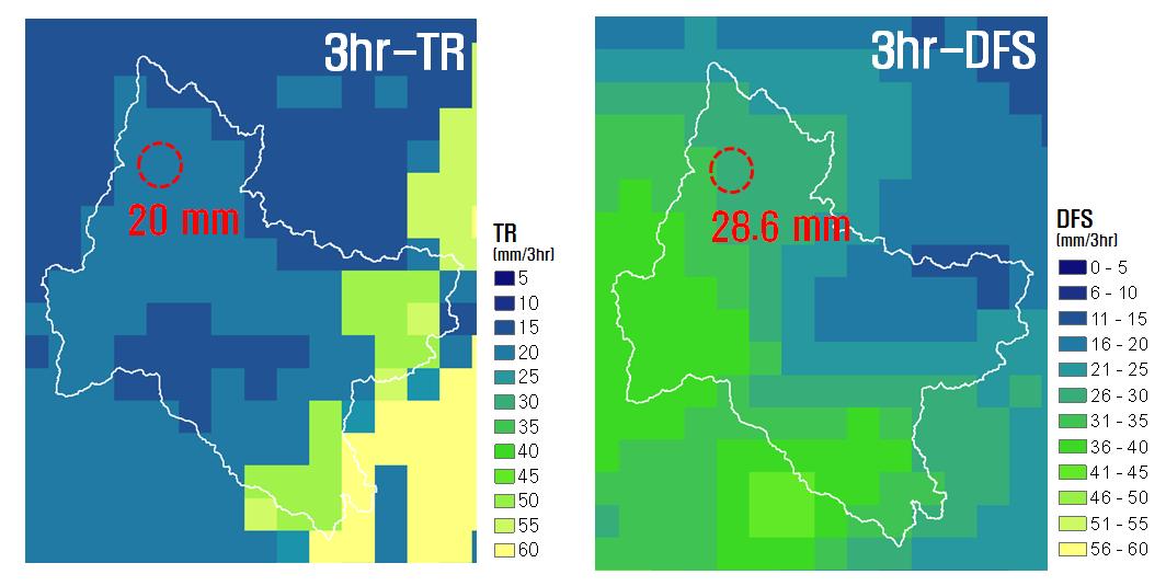 Verification threshold rainfall compared with Digital Forecast System of case 2