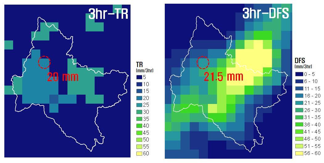 Verification threshold rainfall compared with Digital Forecast System of case 3