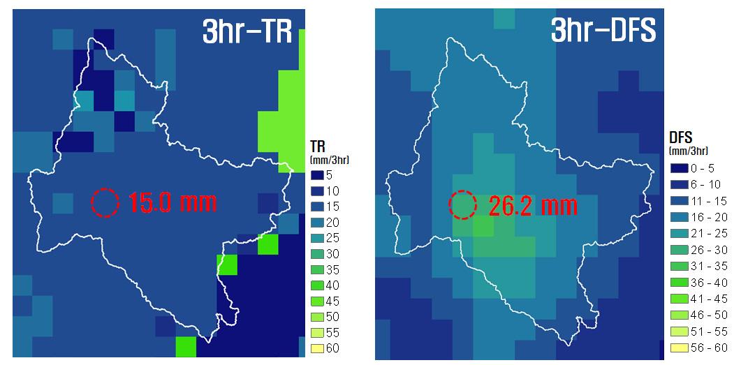 Verification threshold rainfall compared with Digital Forecast System of case 4