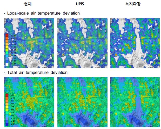 Fig. 3.2.13. Climate Analysis map for Local-scale air temperature deviation and Total air temperature deviation.