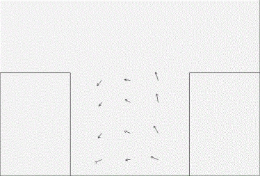 Fig. 2.1.27. Wind direction and speed inside the canyon at the front view. Apr. 4, 2013 12:20.