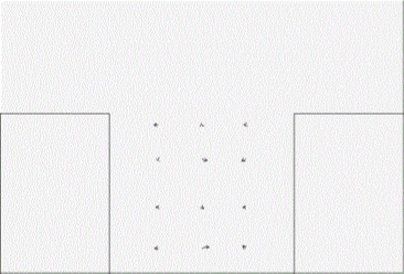 Fig. 2.1.29. Wind direction and speed inside the canyon at the front view. Apr. 4, 2013 11:31