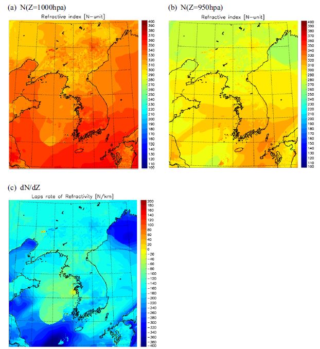 Fig. 2.1.13. The refractive index and laps rate of refractivity at 06UTC on May 26, 2011